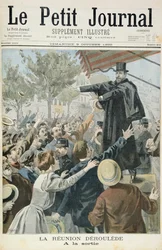 Titelseite, die das Treffen mit Deroulede darstellt, Illustration aus der illustrierten Beilage von Le Petit Journal, 9. Oktober 1898